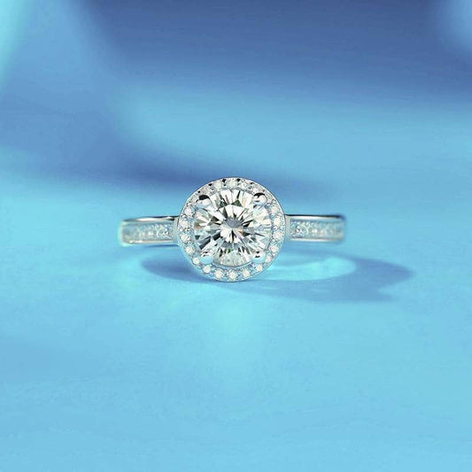 1.0Ct D Color Twinkle Stone Moissanite Diamond Engagement Halo Ring - Black Diamonds New York