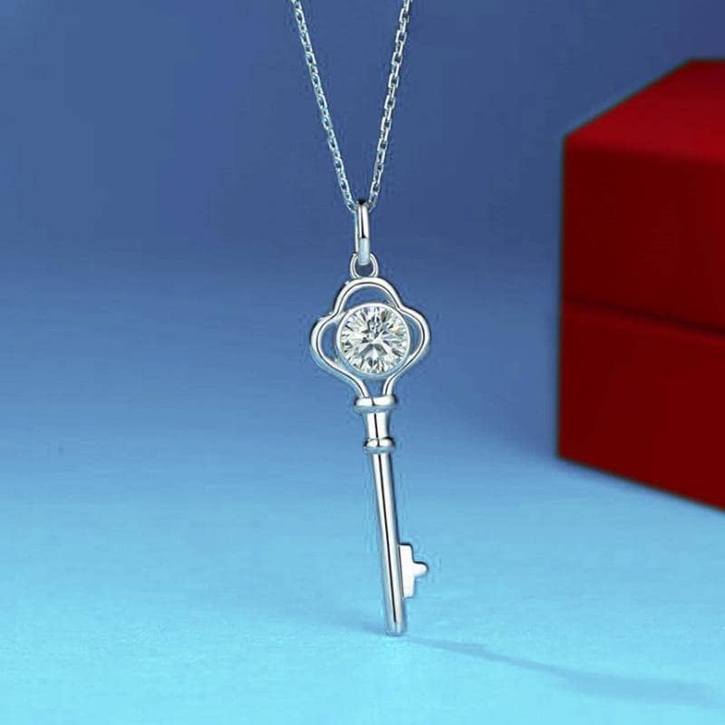 1.0Ct D Color Twinkle Stone Diamond Key Pendant Necklace-Black Diamonds New York