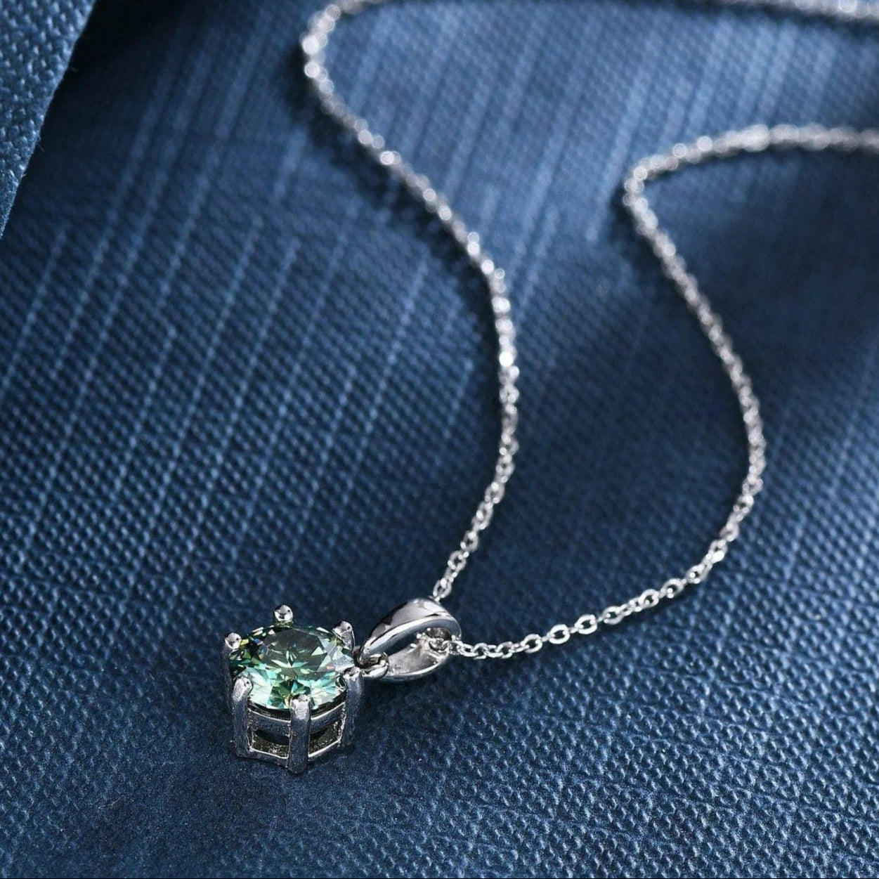 1.0 Ct Green Diamond Solitaire Necklace-Black Diamonds New York