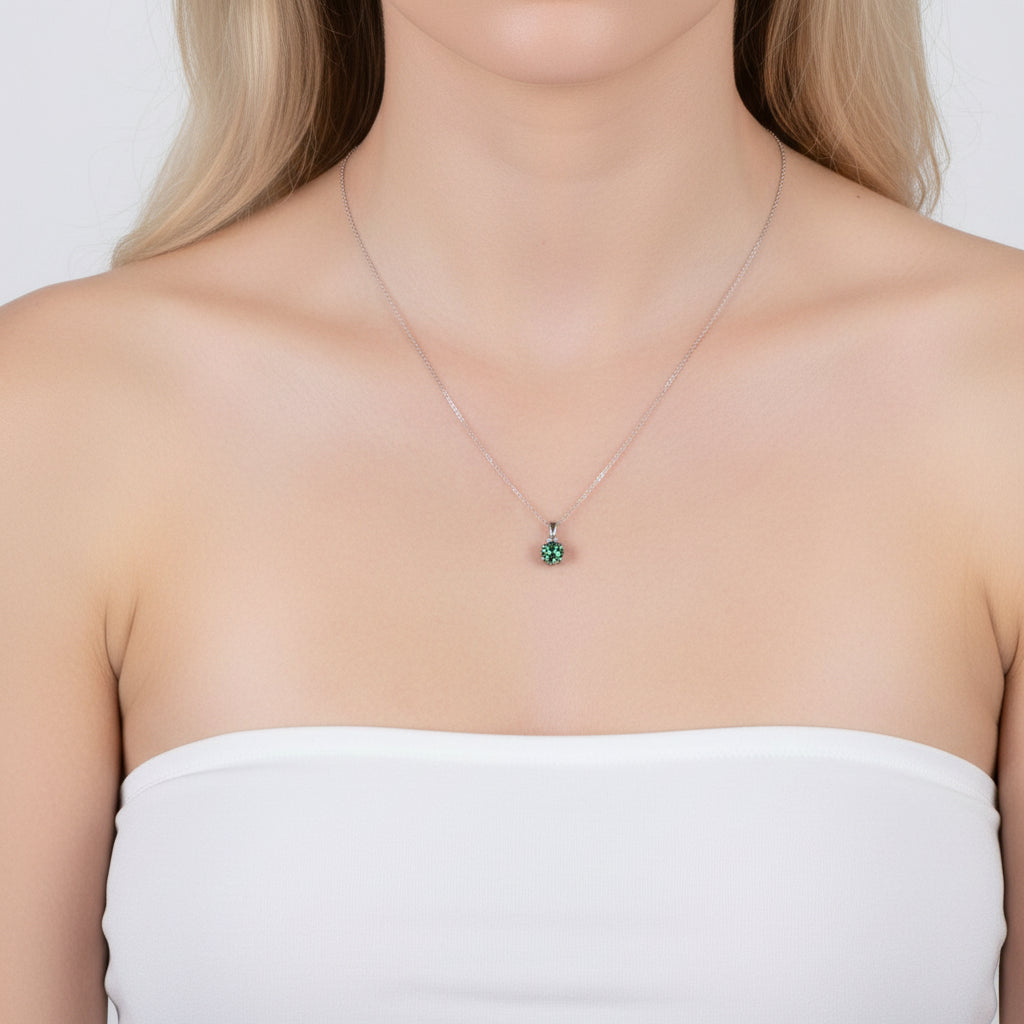 1.0 Ct Green Diamond Option Solitaire Necklace-Black Diamonds New York