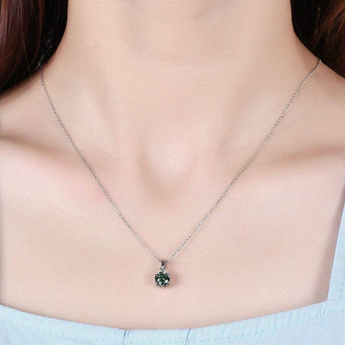 1.0 Ct Green Diamond Solitaire Necklace-Black Diamonds New York