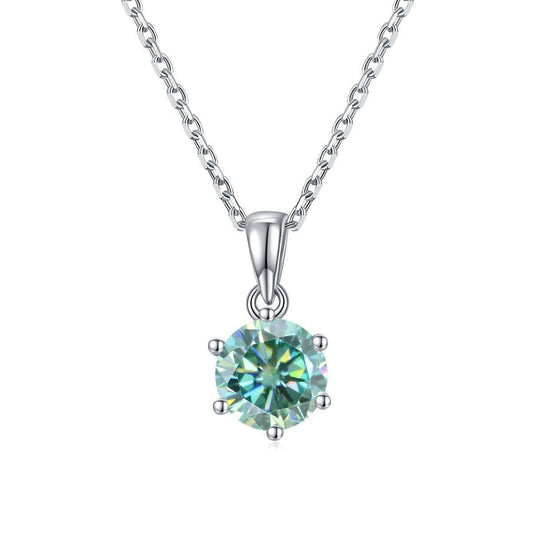 1.0Ct Green Diamond Silver Pendant Solitaire Necklace-Black Diamonds New York