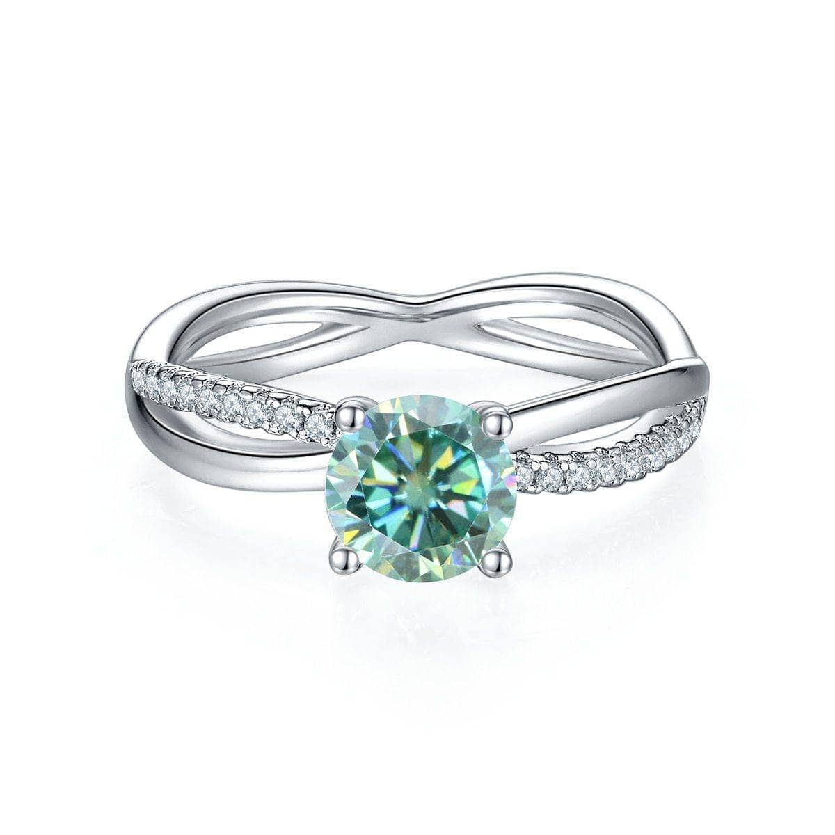 1.0Ct Green Round Moissanite Split Shank Engagement Ring - Black Diamonds New York