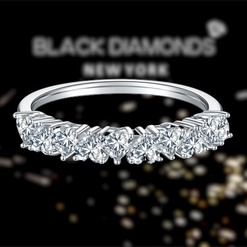 1.0ct Heart Cut D Color Moissanite Wedding Band-Black Diamonds New York