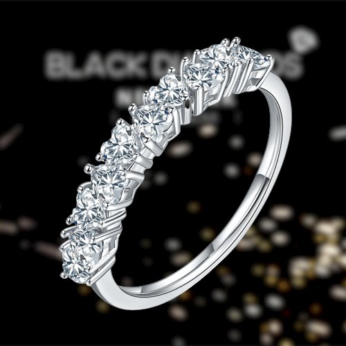 1.0ct Heart Cut D Color Moissanite Wedding Band - Black Diamonds New York