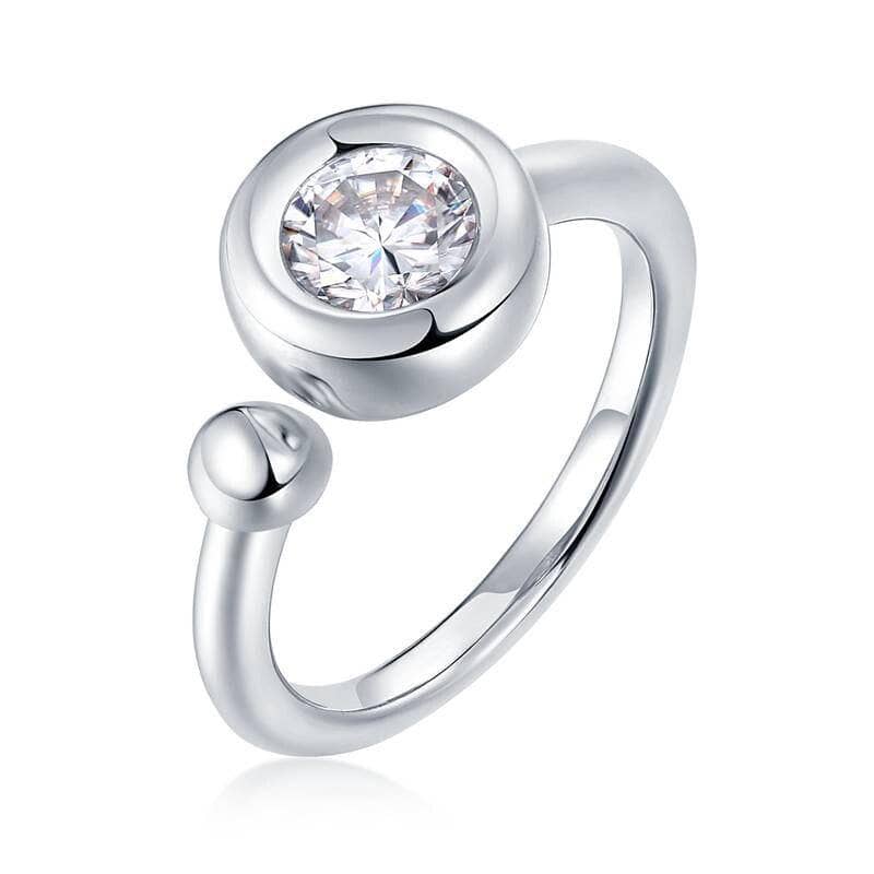1.0Ct Moissanite+Gemstone Adjustable Ring- Black Diamonds New York