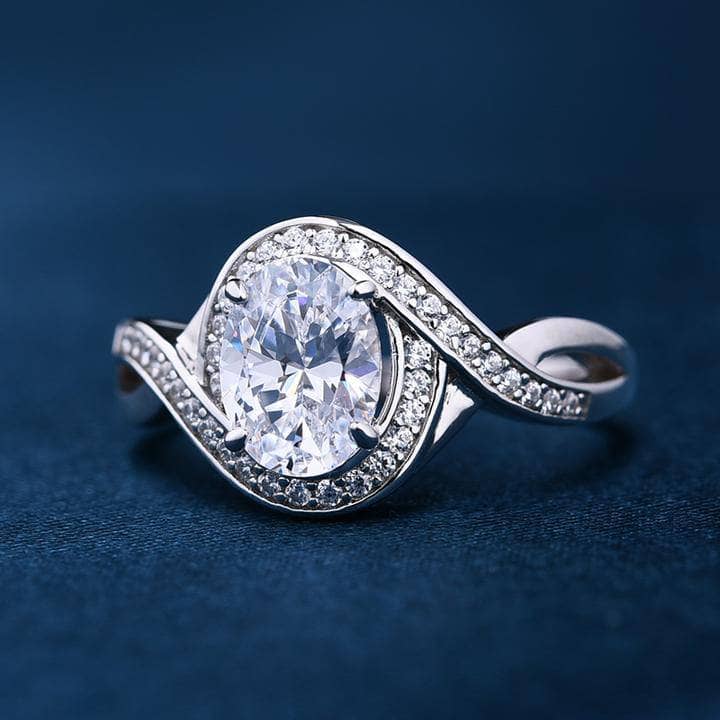 1.0ct Oval Cut Twist Engagement Ring-Black Diamonds New York