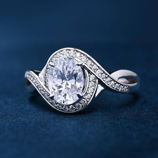 1.0ct Oval Cut Twist Engagement Ring-Black Diamonds New York