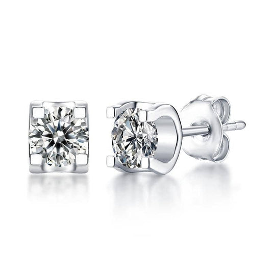 GEM'S BALLET 5.0mm 1.0Ct Moissanite Diamond Earrings Wedding Jewelry Sterling Silver 925 Round Moissanite Women's Stud Earring - Black Diamonds New York