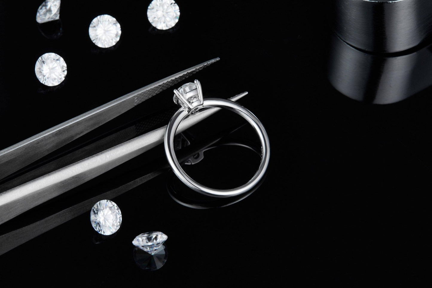1.0Ct Pear Shape Moissanite Solitaire Engagement Ring-Black Diamonds New York