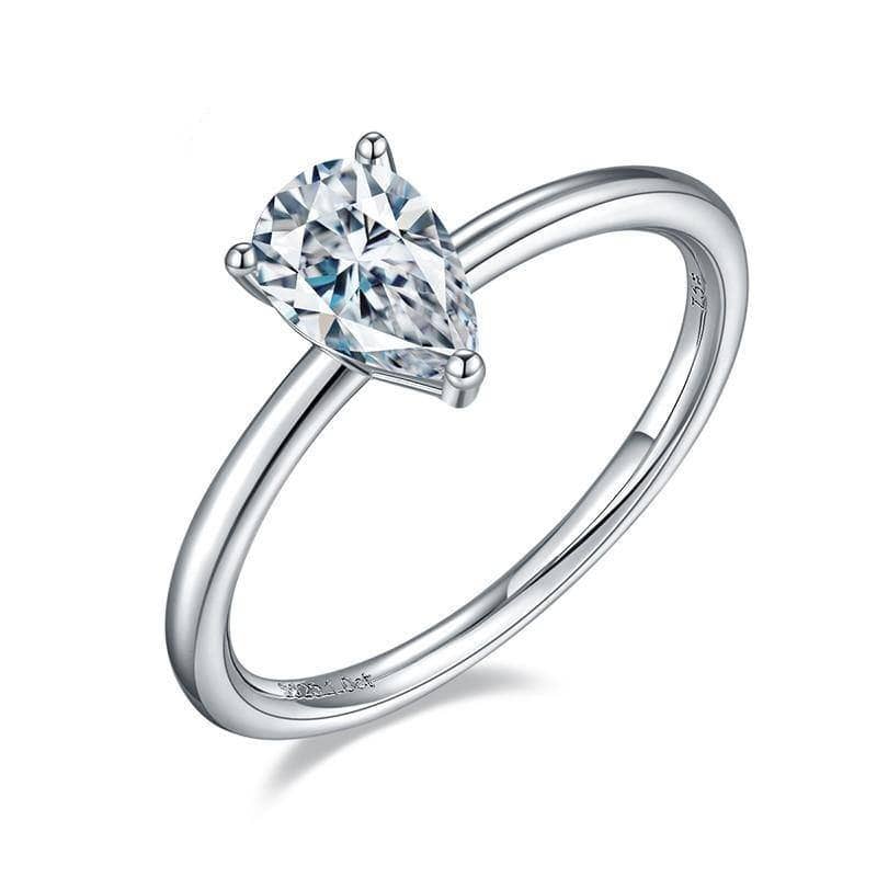 1.0Ct Pear Shape Diamond Solitaire Engagement Ring-Black Diamonds New York
