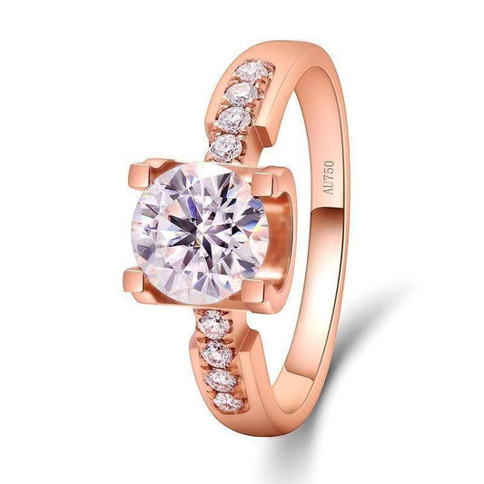 1.0CT Round Brilliant Cut Moissanite Engagement Ring-Black Diamonds New York