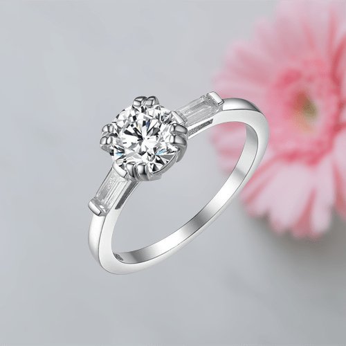 1.0ct Round Cut D Color Moissanite Engagement Ring-Black Diamonds New York