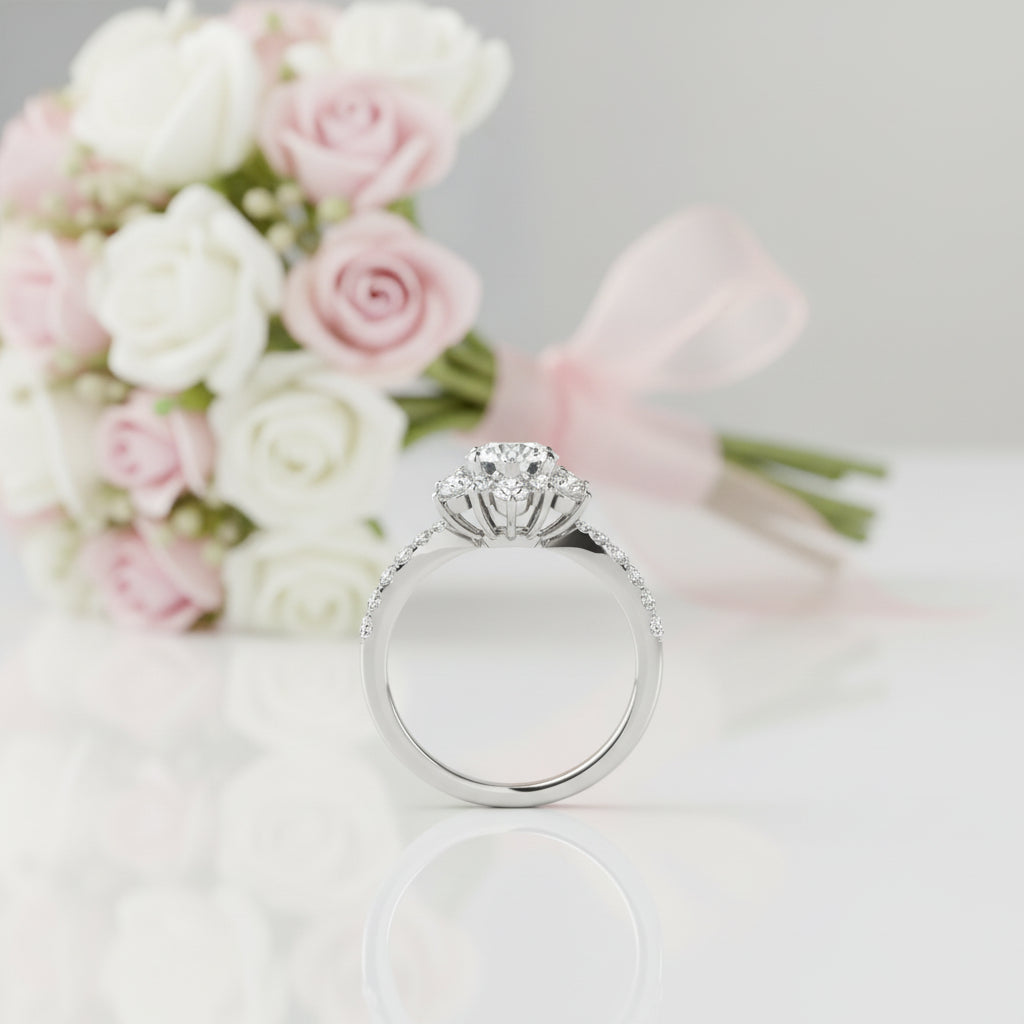 1.0ct Round Cut Diamond Option Engagement Ring Set-Black Diamonds New York