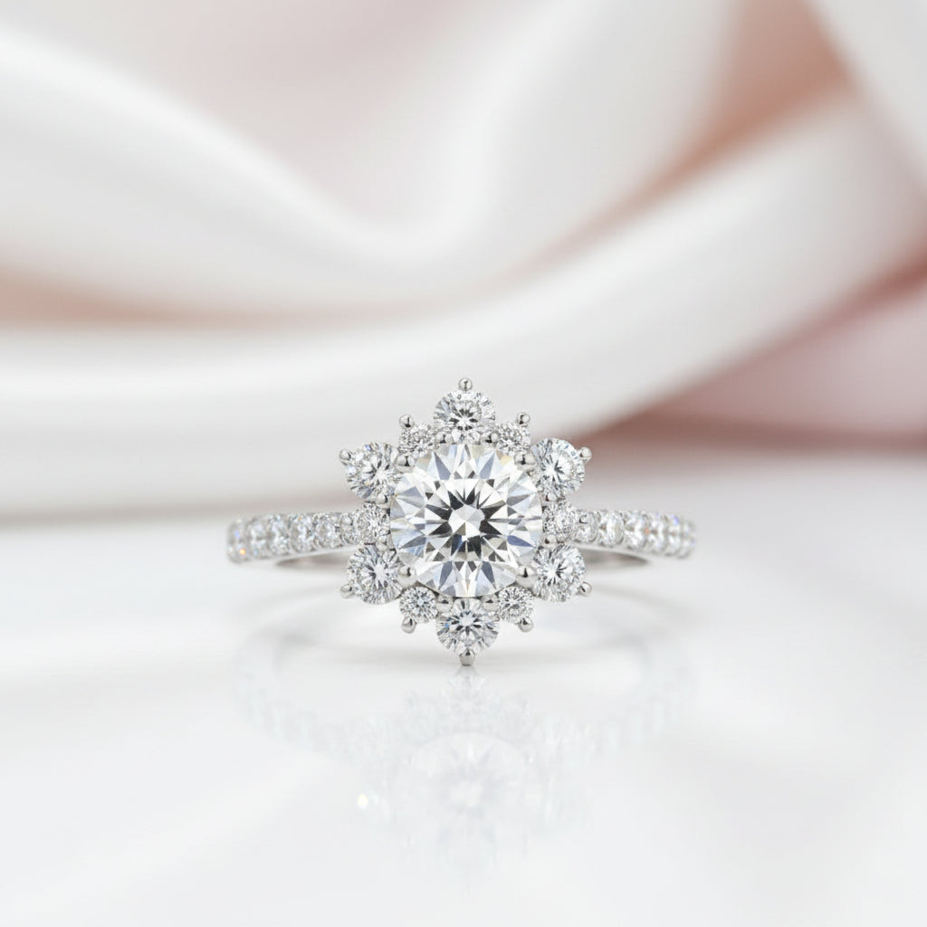 1.0ct Round Cut Diamond Option Engagement Ring Set-Black Diamonds New York