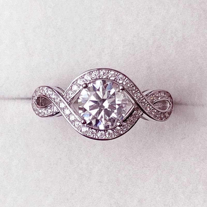 1.0ct Round Cut Moissanite Infinity Engagement Ring - Black Diamonds New York