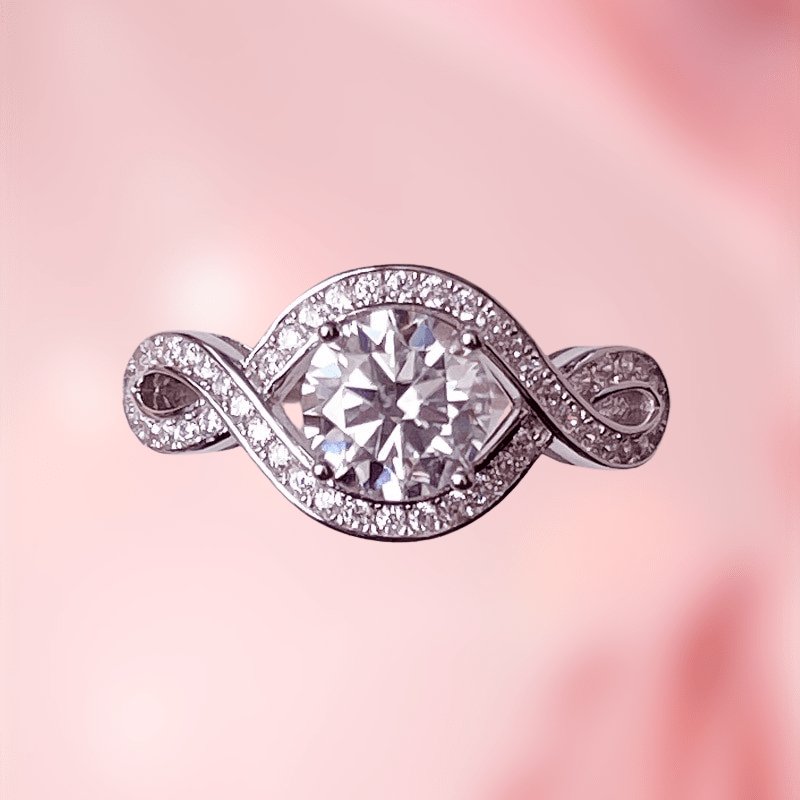 1.0ct Round Cut Moissanite Infinity Engagement Ring-Black Diamonds New York