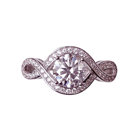 1.0ct Round Cut Diamond Infinity Engagement Ring-Black Diamonds New York