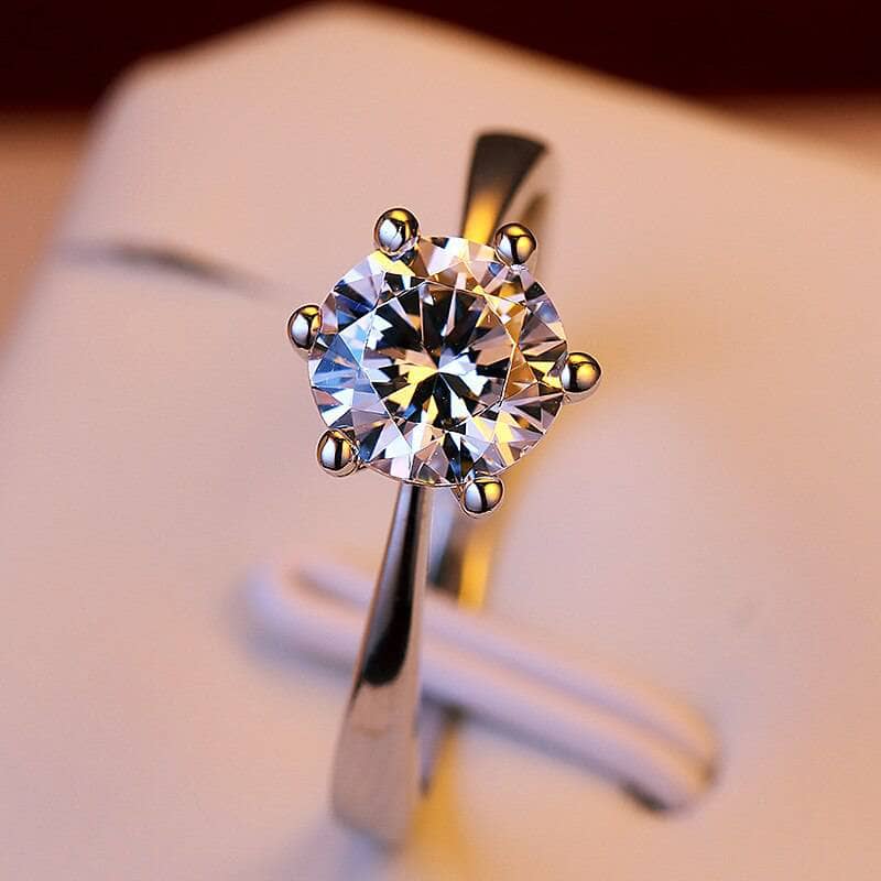 1.0ct Round Cut Moissanite Solitaire Engagement Ring - Black Diamonds New York