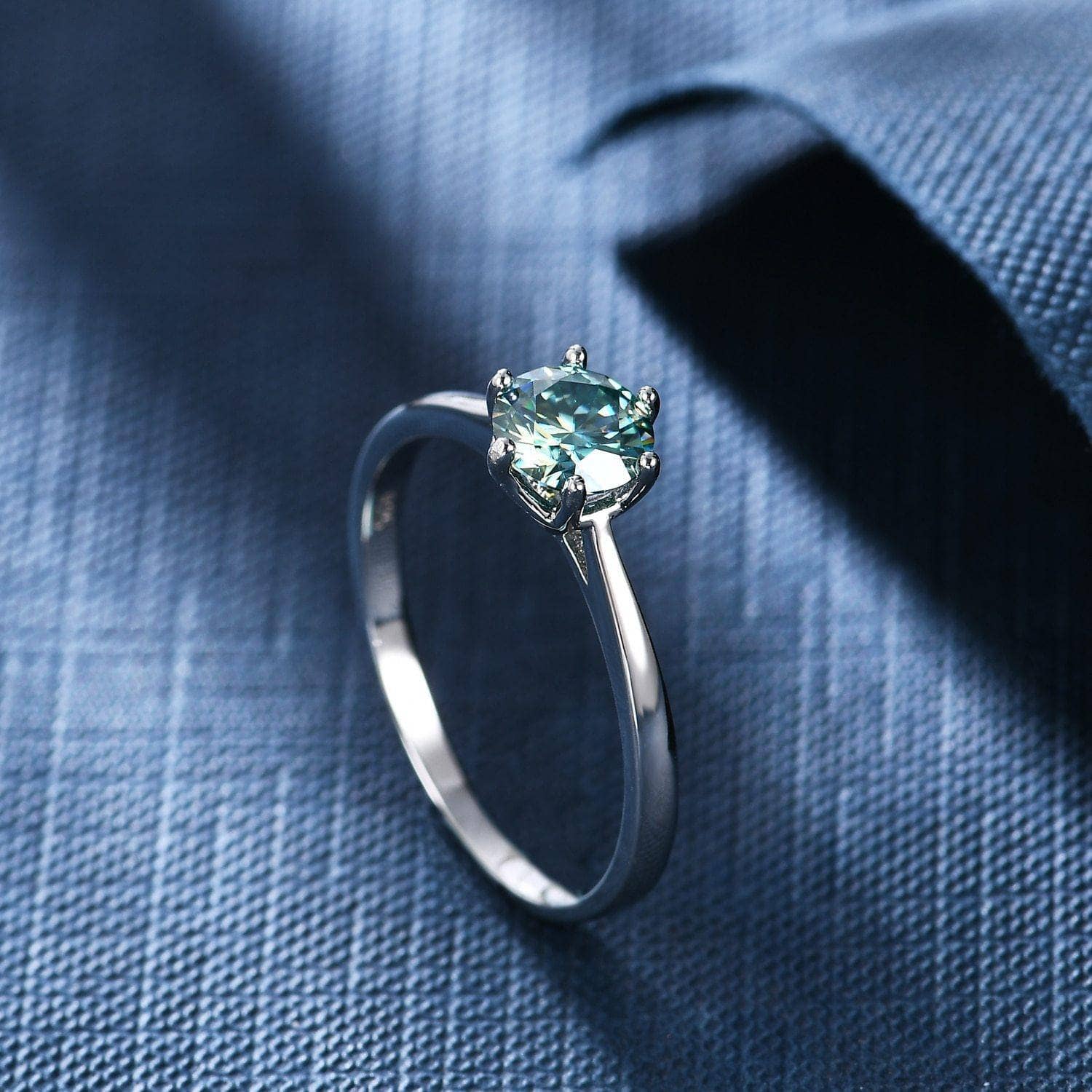 1.0ct Round Moissanite 6-Prong Solitaire Engagement Ring-Black Diamonds New York