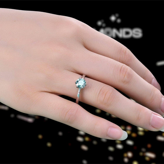 1.0ct Round Moissanite 6-Prong Solitaire Engagement Ring-Black Diamonds New York