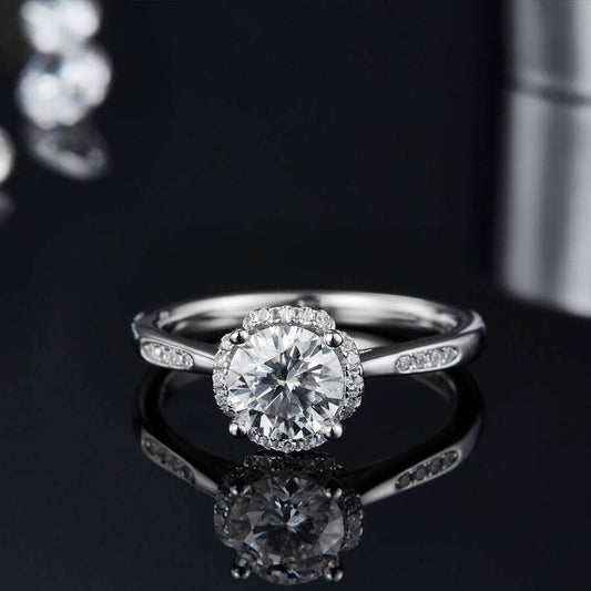 1.0 ct Round Moissanite Engagement Ring - Black Diamonds New York