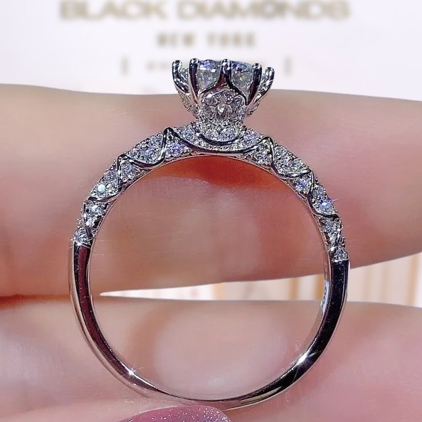1.0ct Round Moissanite Retro Engagement Ring-Black Diamonds New York