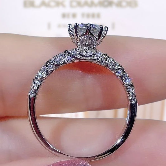 1.0ct Round Diamond Retro Engagement Ring-Black Diamonds New York