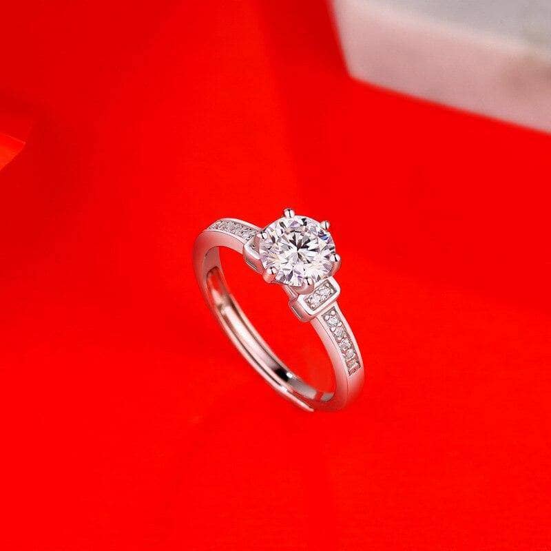 1.0Ct VVS1 6 Prong Moissanite Twinkle Stone Adjustable Engagement Ring - Black Diamonds New York