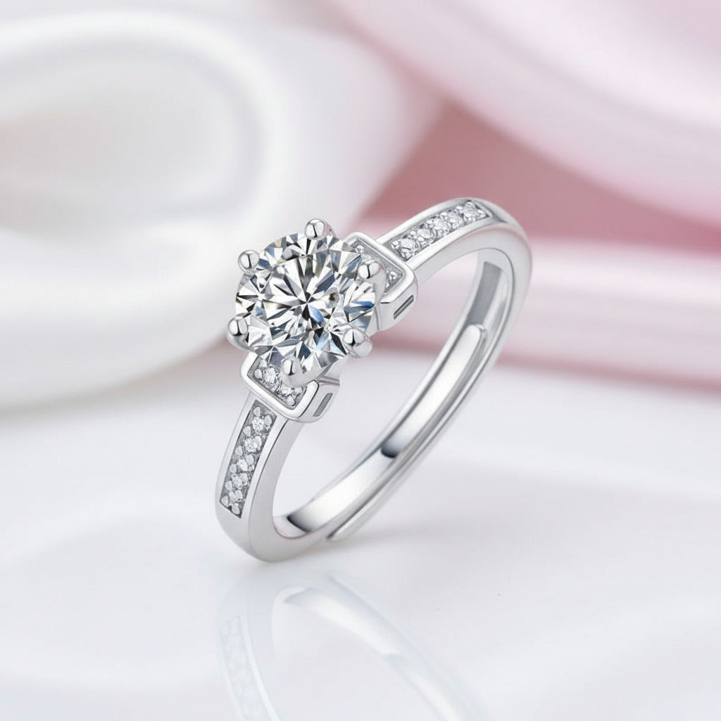 1.0Ct VVS1 6 Prong Diamond Option Twinkle Stone Adjustable Engagement Ring-Black Diamonds New York