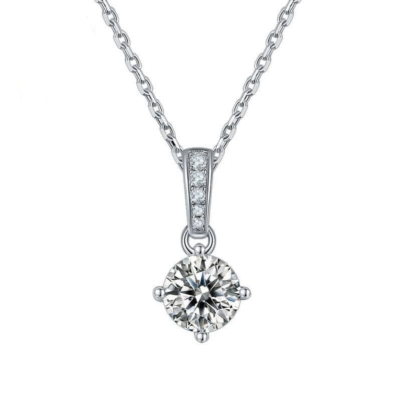 1.0ct VVS1 Brilliant Moissanite Solitaire Pendant Necklace - Black Diamonds New York