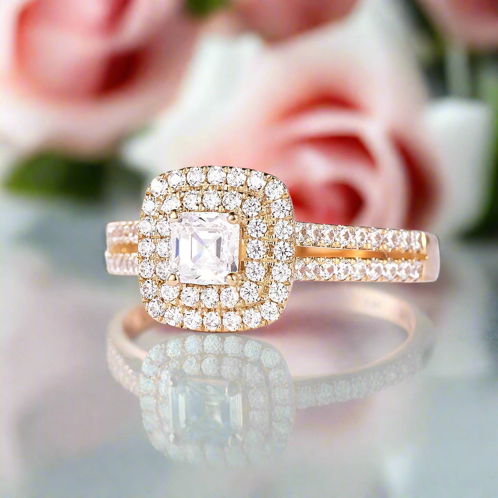 10k Gold Diamond Engagement Ring-Black Diamonds New York