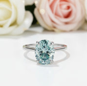 10k Solid Gold Oval Diamond Engagement Ring-Black Diamonds New York