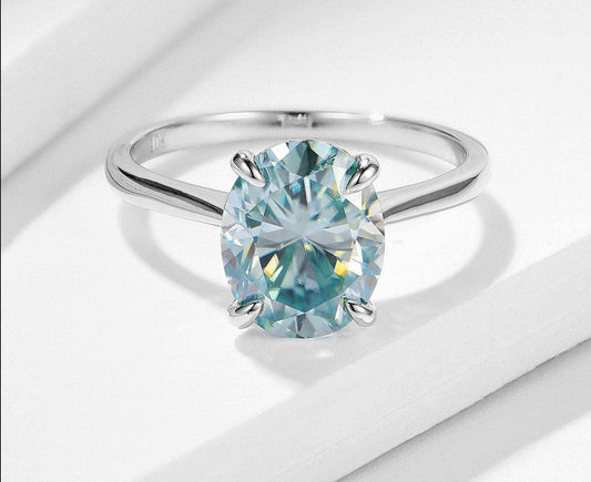 10K Solid Gold Oval Diamond Engagement Ring-Black Diamonds New York