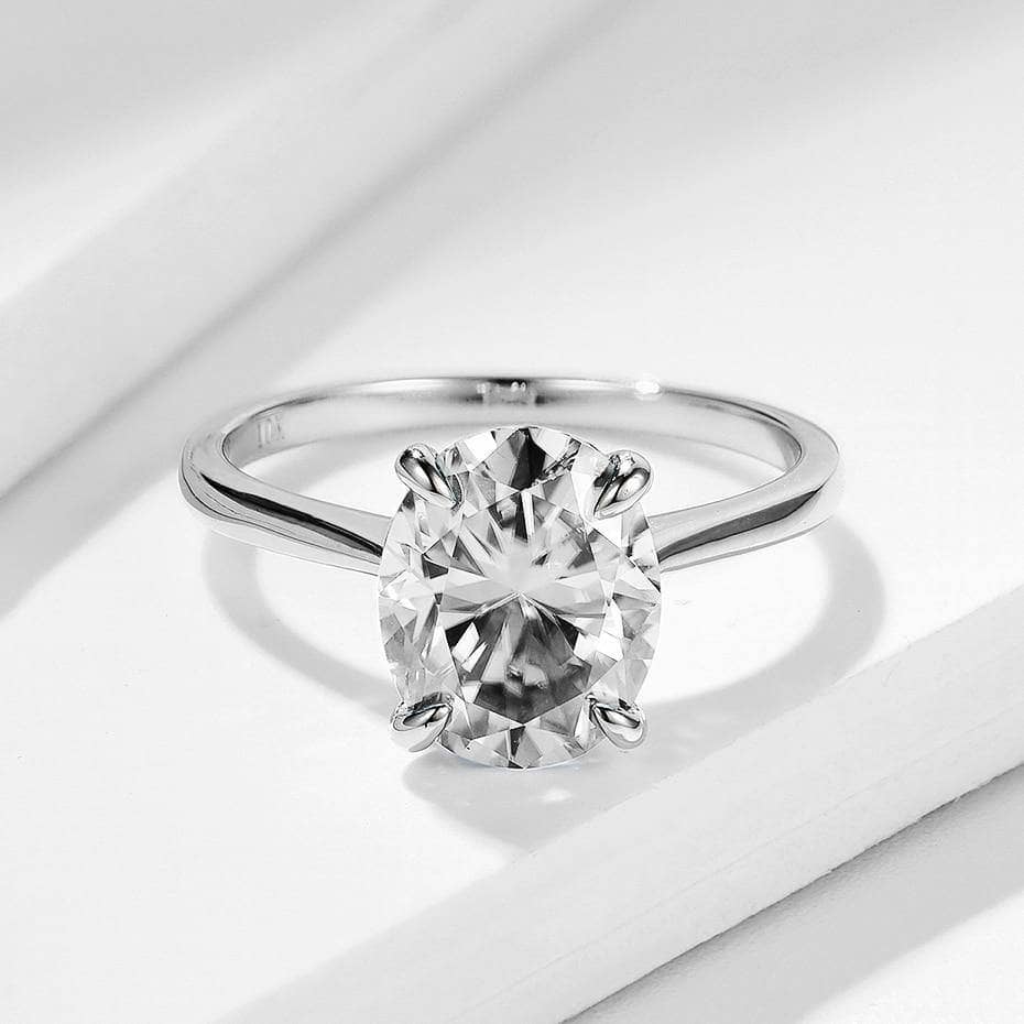 10K Solid Gold Oval Moissanite Engagement Ring-Black Diamonds New York