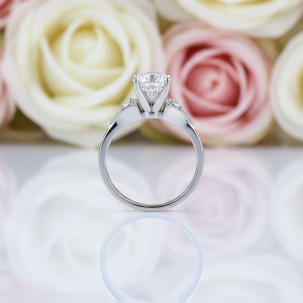 10k White Gold 1.5 Ct Diamond Engagement Ring-Black Diamonds New York