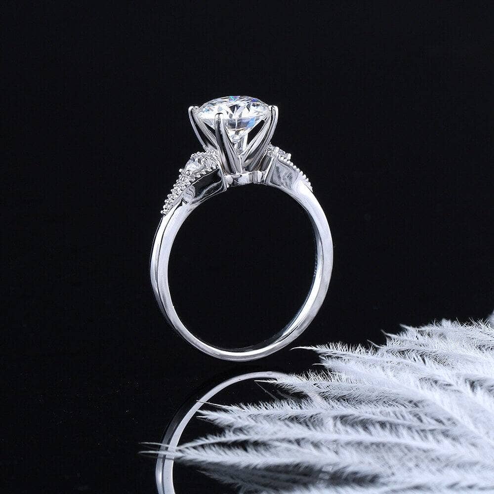 10K White Gold 1.5ct Moissanite Engagement Ring - Black Diamonds New York