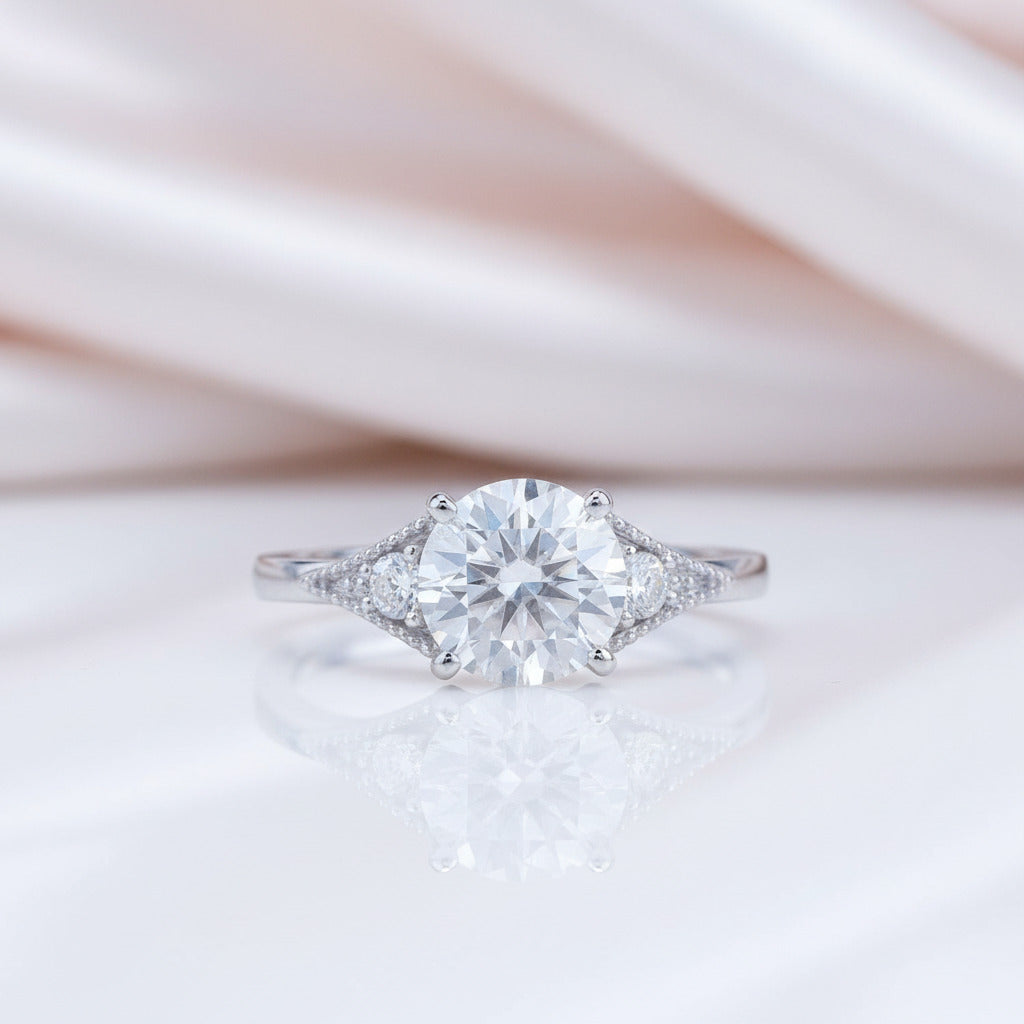10k White Gold 1.5 Ct Diamond Option Engagement Ring-Black Diamonds New York