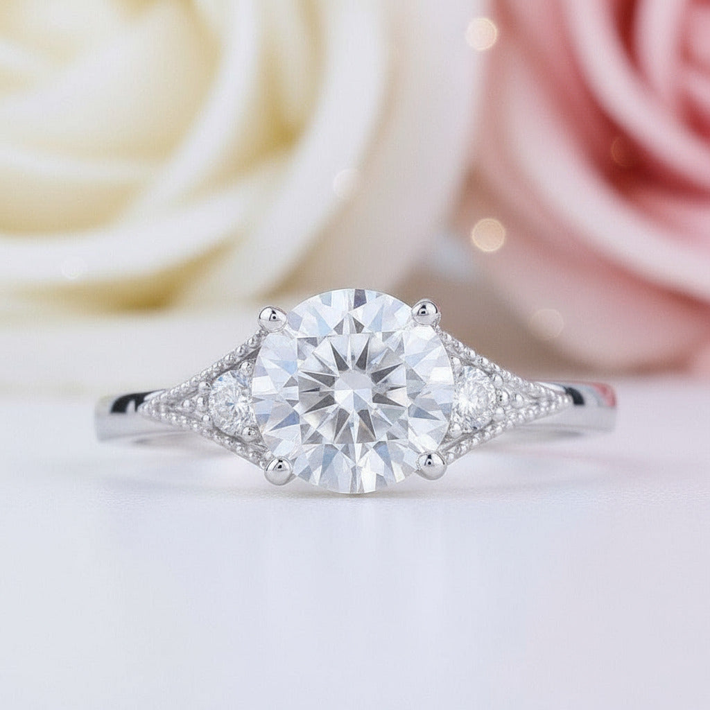 10k White Gold 1.5 Ct Diamond Engagement Ring-Black Diamonds New York