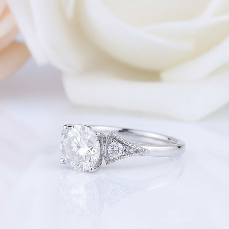 10k White Gold 1.5 Ct Diamond Engagement Ring-Black Diamonds New York