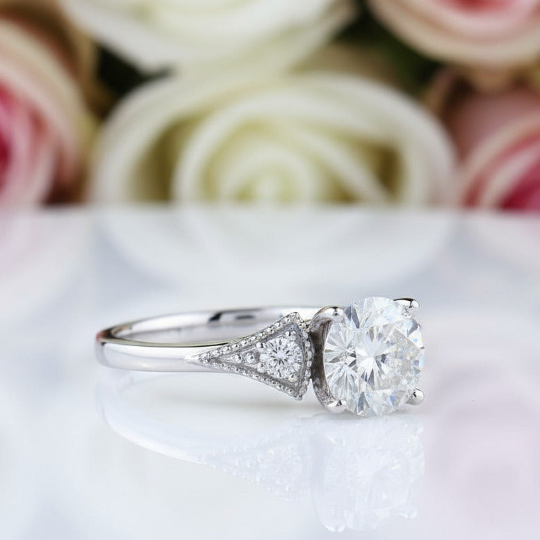 10k White Gold 1.5 Ct Diamond Engagement Ring-Black Diamonds New York