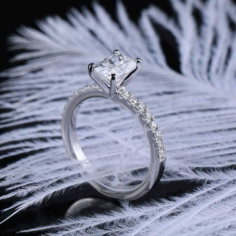 10K White Gold 1ct Cushion Cut Diamond Engagement Ring-Black Diamonds New York