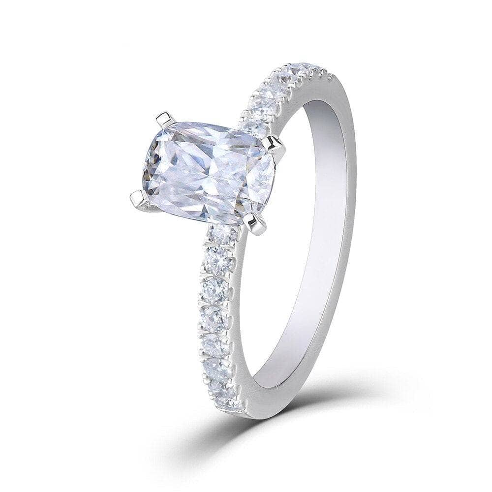 10K White Gold 1ct Cushion Cut Diamond Engagement Ring-Black Diamonds New York