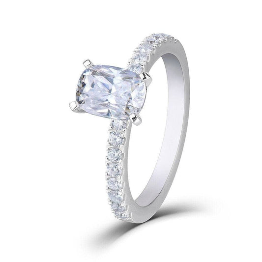10K White Gold 1ct Cushion Cut Moissanite Engagement Ring-Black Diamonds New York