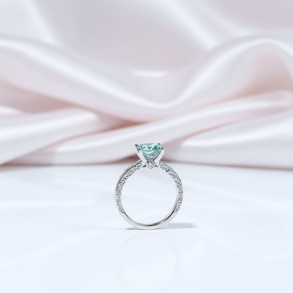10k White Gold 2.5ct 7.5mm Blue Princess Cut Diamond Option Engagement Ring-Black Diamonds New York