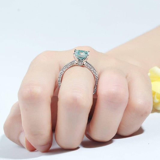 10K White Gold 2.5ct 7.5mm Blue Princess Cut Moissanite Engagement Ring - Black Diamonds New York