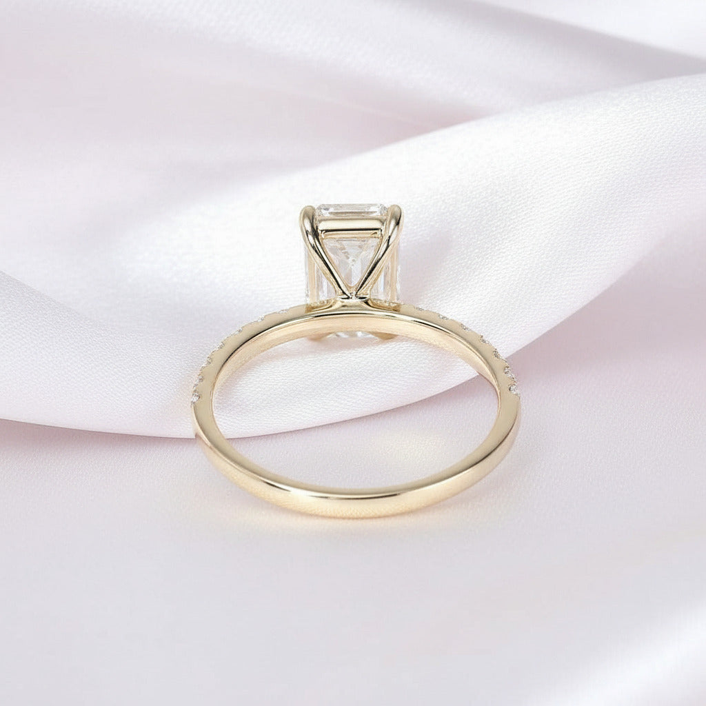 10K Yellow Gold 2CT 6*9mm Emerald Cut Diamond Engagement Ring-Black Diamonds New York