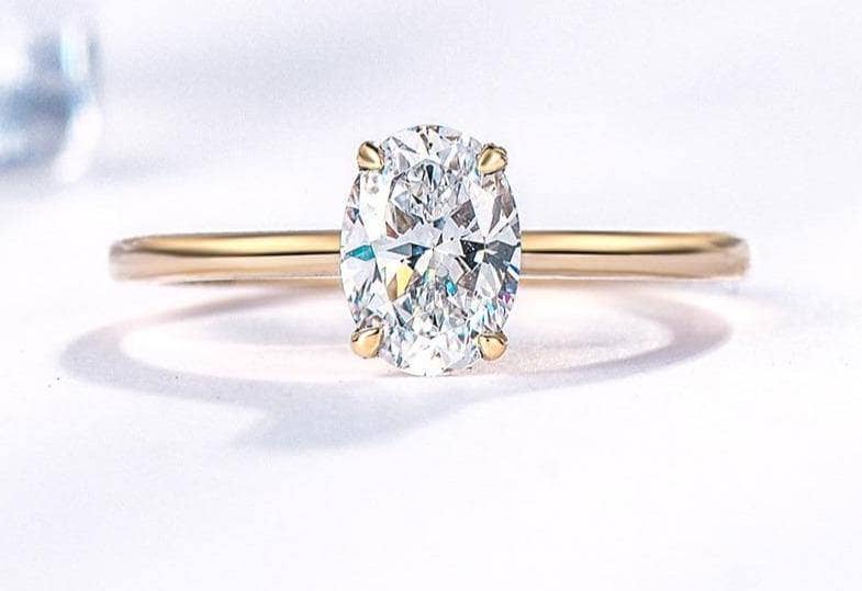 10k Yellow Gold Moissanite Engagement Ring-Black Diamonds New York
