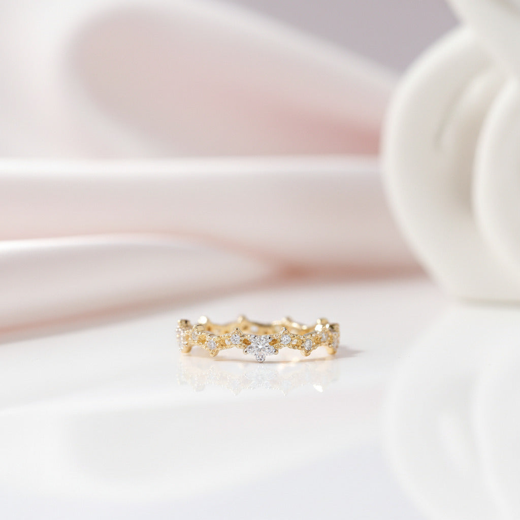 10k Yellow Gold Diamond Option Stackable Wedding Band-Black Diamonds New York