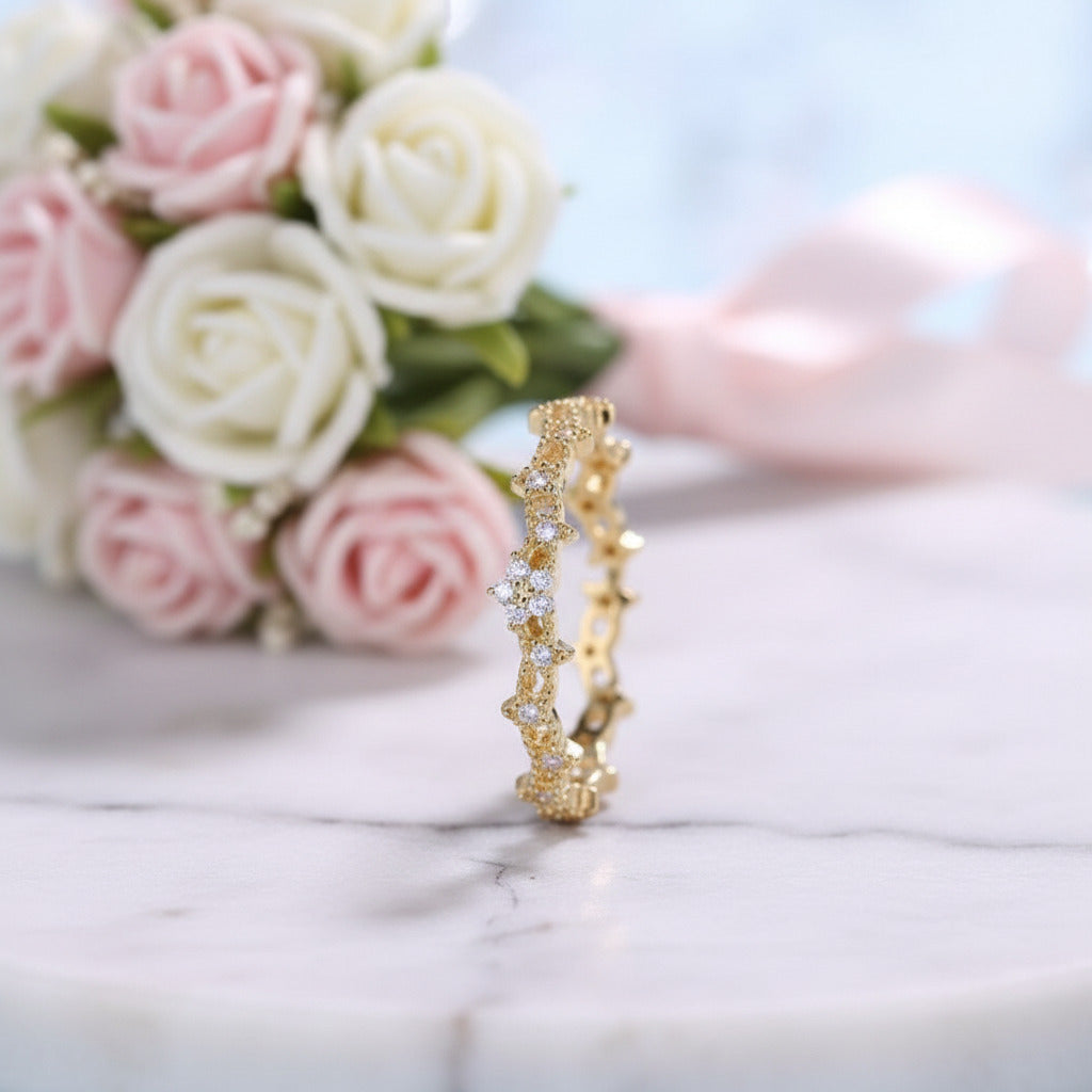 10k Yellow Gold Diamond Option Stackable Wedding Band-Black Diamonds New York